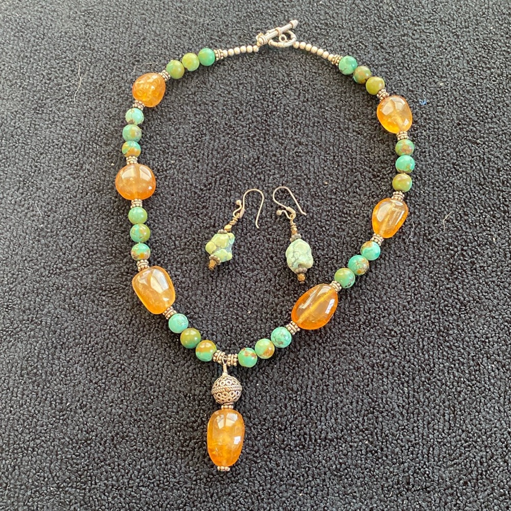 Beaded Necklace and Earrings